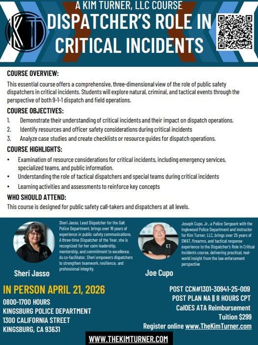 Dispatchers Role in Critical Incidents flyer